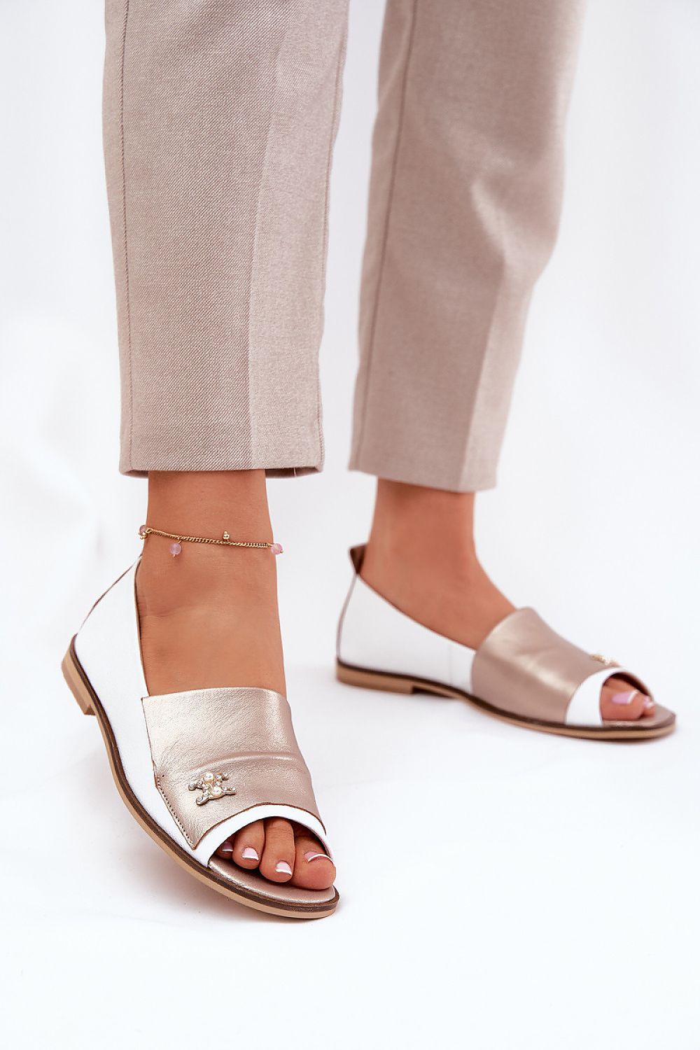 ballerina-sko Step in style til dame fra MS StyleHaven, laget av Bomull; polyester, farge beige, størrelse 39, med 45720 ermer, perfekt til casual; dress