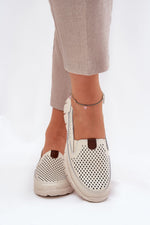 ballerina-sko Step in style til dame fra MS StyleHaven, laget av Bomull; polyester, farge Hvit, størrelse 41, med 45720 ermer, perfekt til casual; dress