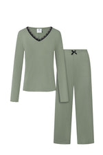 Pyjamas Momenti Per Me til dame fra MS StyleHaven, laget av Viskose, farge Grønn, størrelse M, med 45720 ermer, perfekt til casual; dress