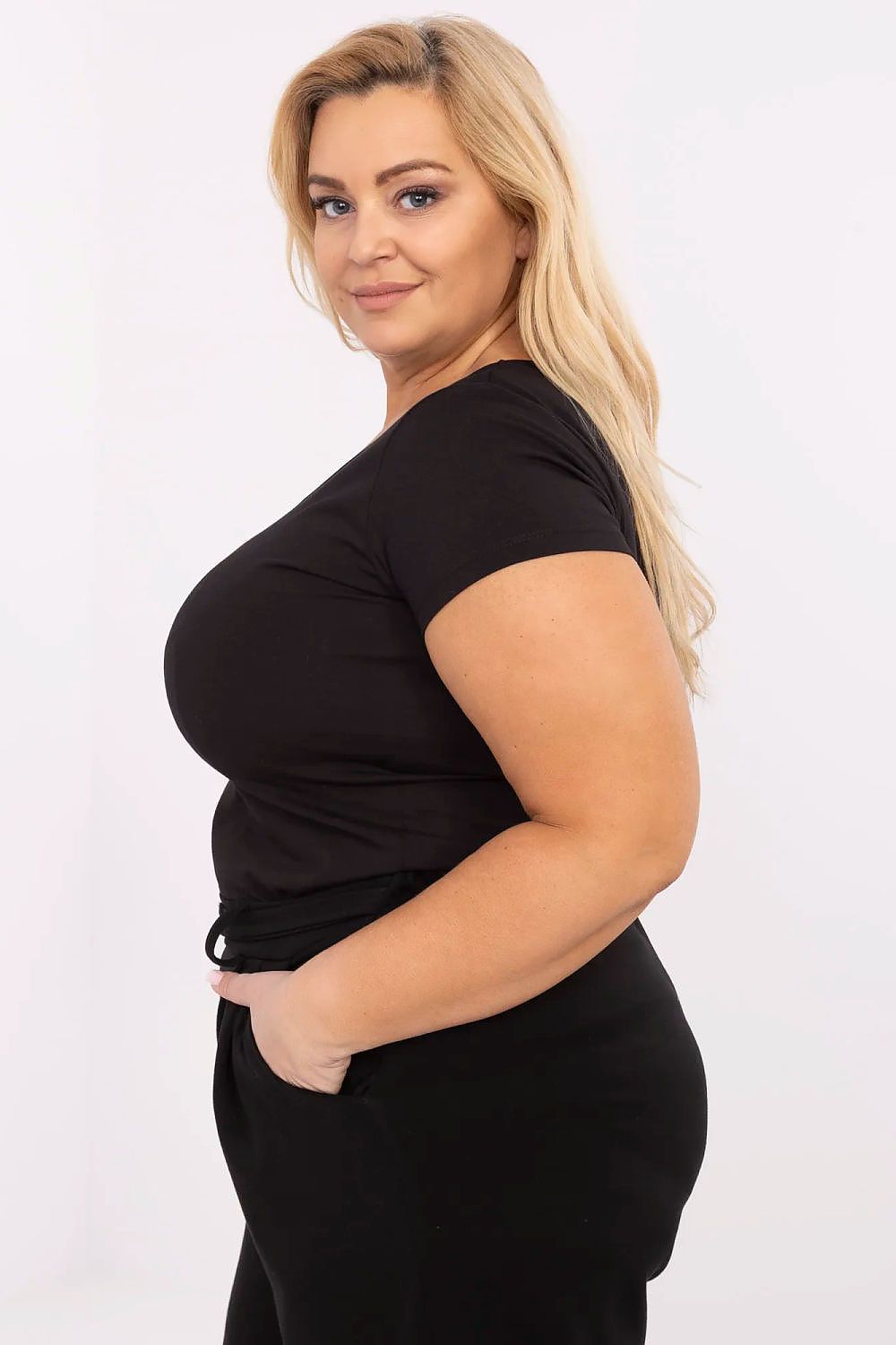 Plus size T-skjorte Relevance til dame fra MS StyleHaven, laget av Bomull, farge Hvit, størrelse XL, med short ermer, perfekt til dress