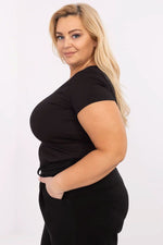 Plus size T-skjorte Relevance til dame fra MS StyleHaven, laget av Bomull, farge Hvit, størrelse XL, med short ermer, perfekt til dress