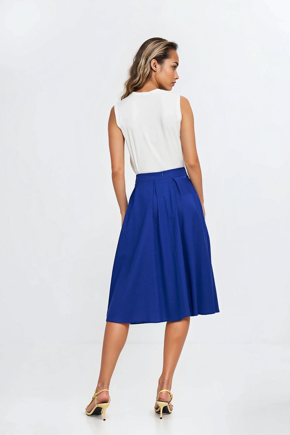 Skjørt Nife til dame fra MS StyleHaven, laget av rayon; Lin, farge Blå, størrelse 38, med short ermer, perfekt til casual; dress
