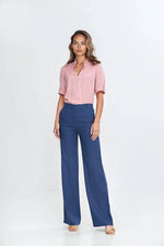 Damebukser Nife til dame fra MS StyleHaven, laget av rayon, farge Blå 2, størrelse 38, med 45720 ermer, perfekt til casual; dress