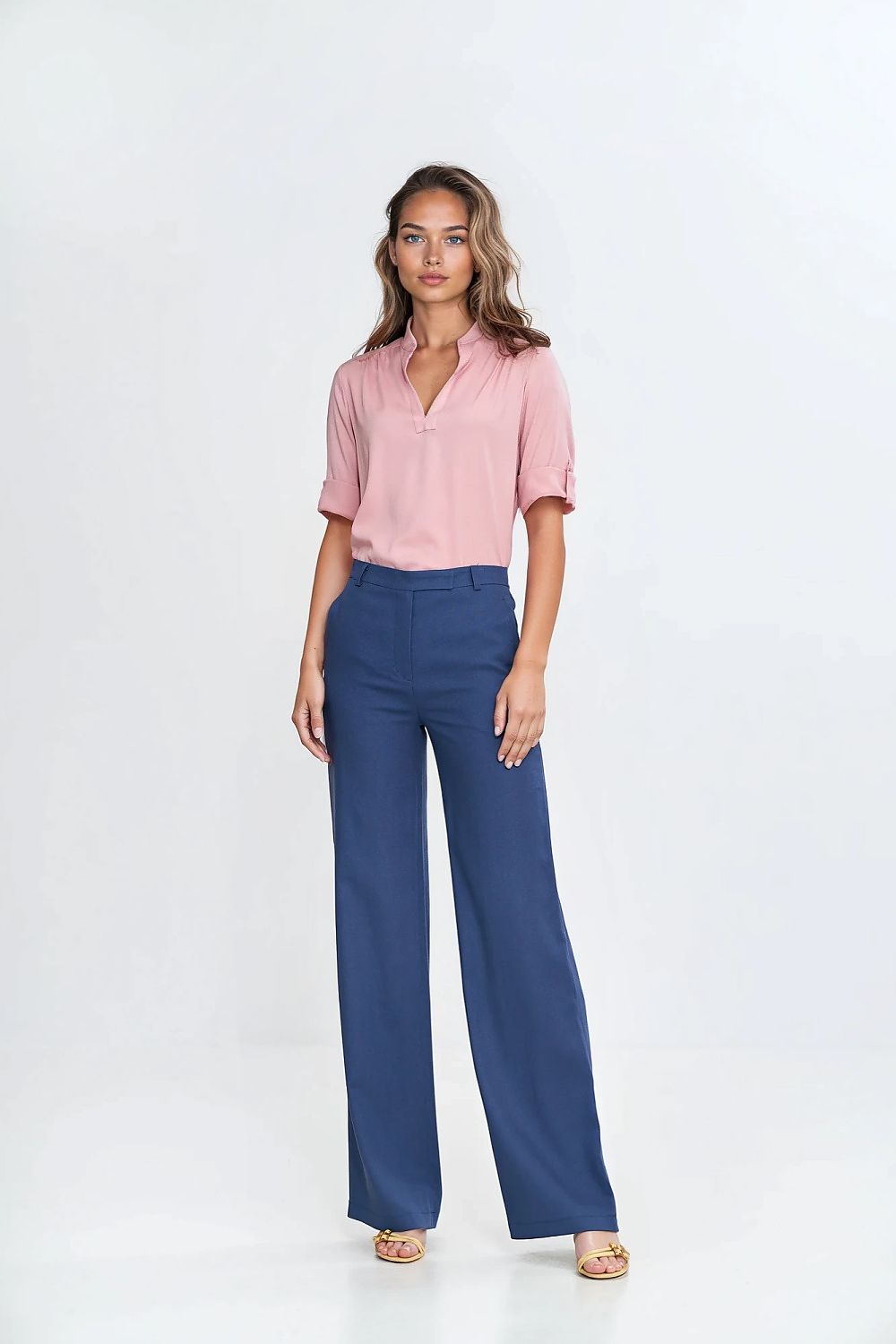 Damebukser Nife til dame fra MS StyleHaven, laget av rayon, farge Blå 2, størrelse 38, med 45720 ermer, perfekt til casual; dress