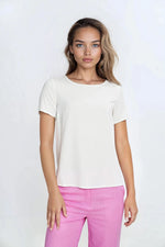 Rett passform Bluse Nife til dame fra MS StyleHaven, laget av Viskose, farge beige, størrelse 36, med short ermer, perfekt til casual; dress