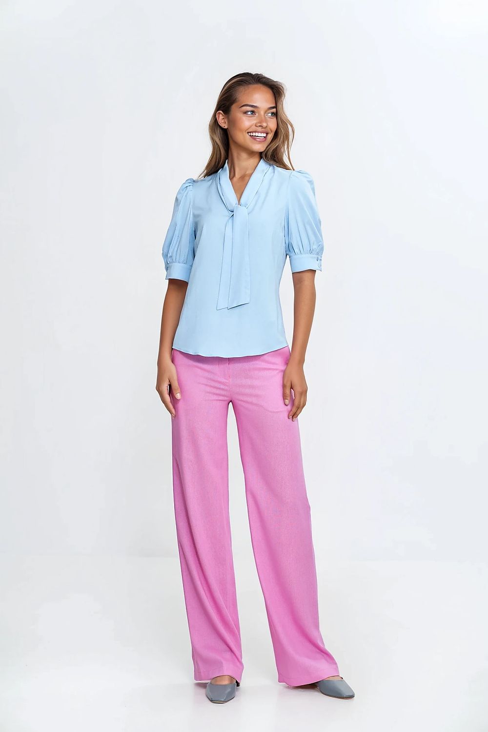 Bluse Nife til dame fra MS StyleHaven, laget av Viskose, farge Blå, størrelse 38, med 3-4; long ermer, perfekt til casual; dress