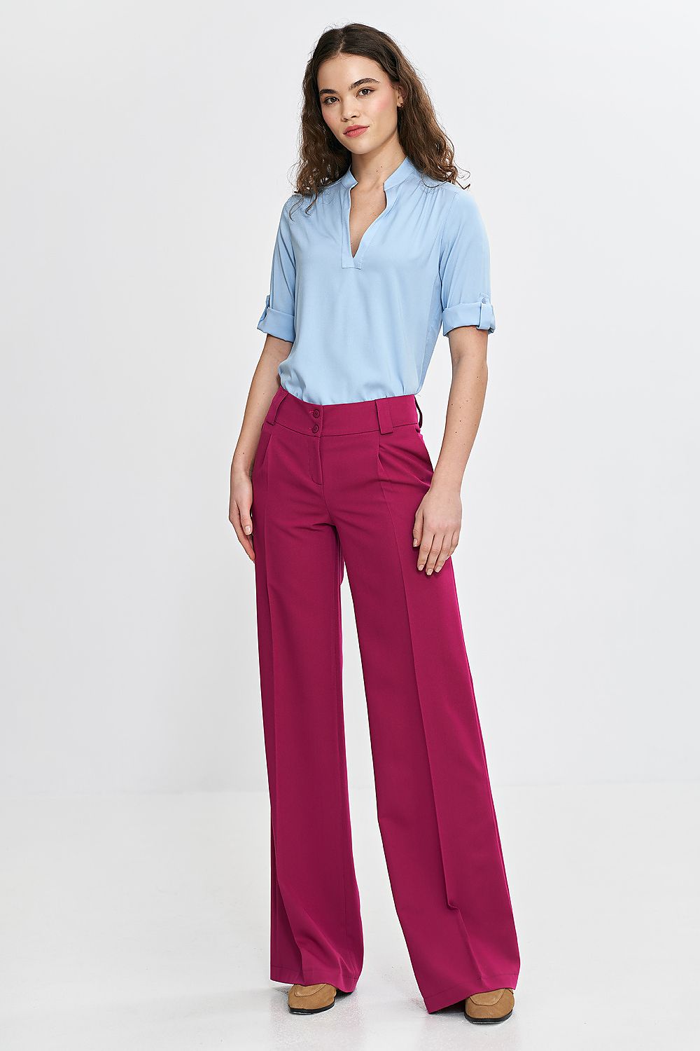 Bukser Nife til dame fra MS StyleHaven, laget av polyester; Viskose, farge Fiolett, størrelse 38, med sleeveless ermer, perfekt til casual; dress