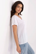 Bluse Sublevel til dame fra MS StyleHaven, laget av Bomull, farge beige, størrelse XL, med short ermer, perfekt til casual; dress