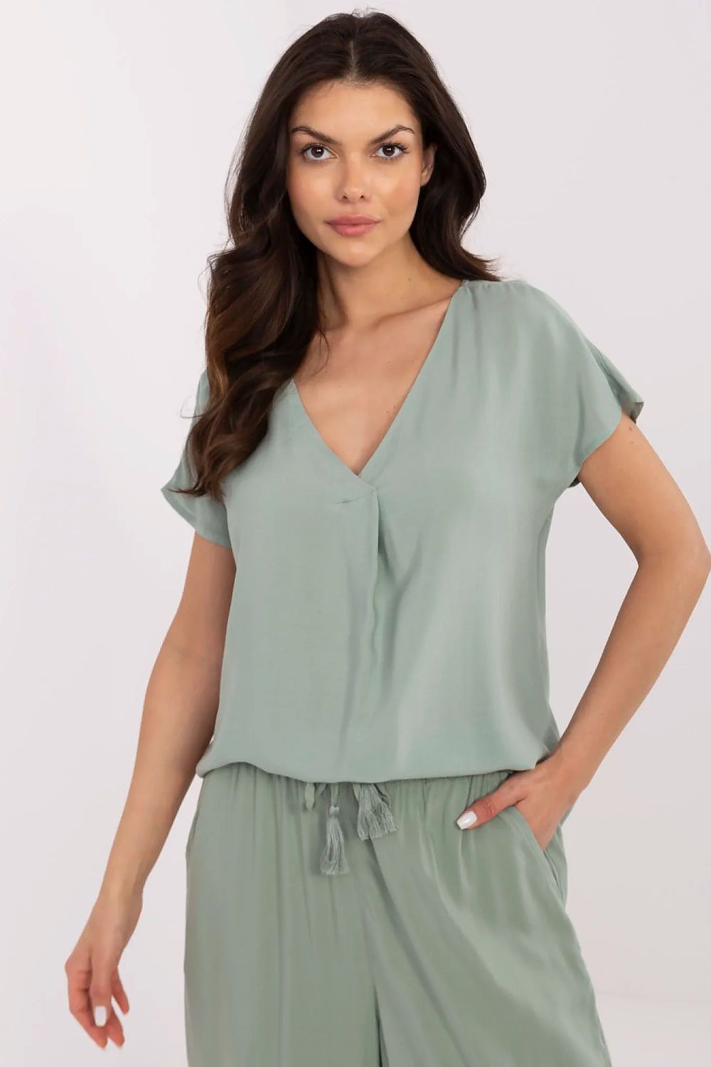 Bluse Sublevel til dame fra MS StyleHaven, laget av Bomull, farge Hvit, størrelse s, med short ermer, perfekt til casual; dress