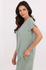 Bluse Sublevel til dame fra MS StyleHaven, laget av Bomull, farge Hvit, størrelse M, med short ermer, perfekt til casual; dress