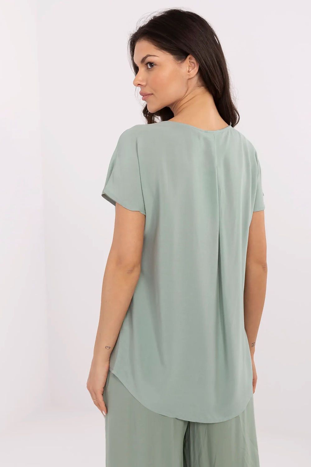 Bluse Sublevel til dame fra MS StyleHaven, laget av Bomull, farge Hvit, størrelse L, med short ermer, perfekt til casual; dress