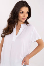 Bluse Sublevel til dame fra MS StyleHaven, laget av Bomull, farge Hvit, størrelse s, med short ermer, perfekt til casual; dress
