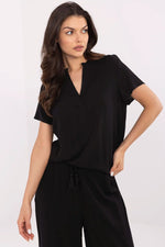 Bluse Sublevel til dame fra MS StyleHaven, laget av Bomull, farge Hvit, størrelse XL, med short ermer, perfekt til casual; dress