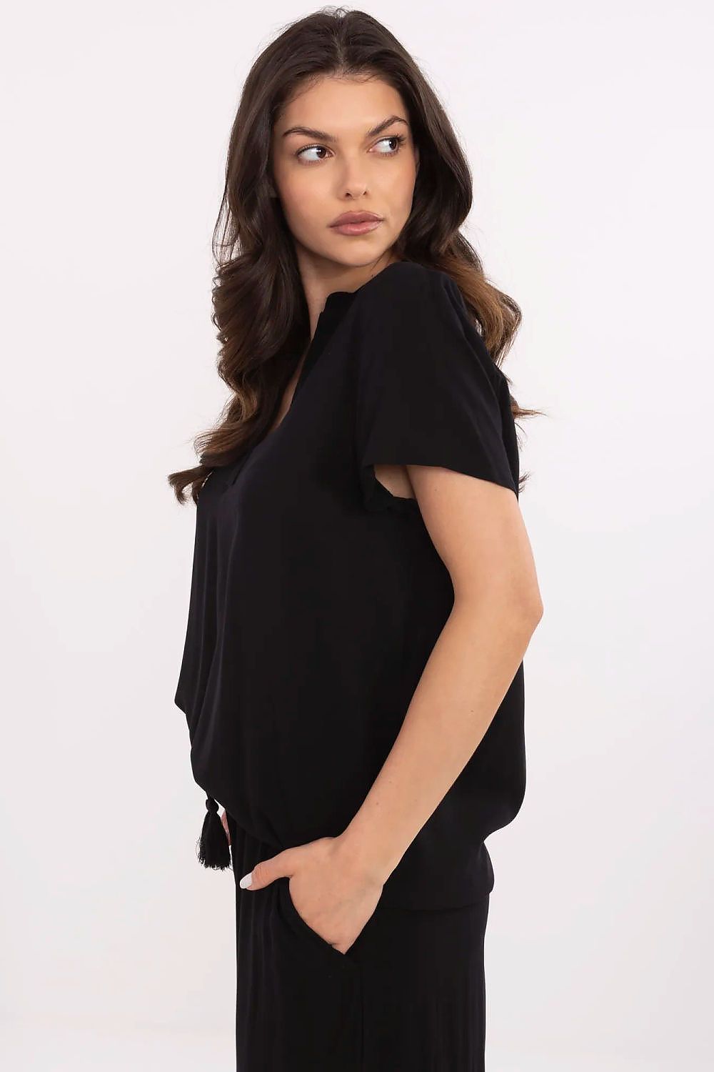 Bluse Sublevel til dame fra MS StyleHaven, laget av Bomull, farge Hvit, størrelse XXL, med short ermer, perfekt til casual; dress