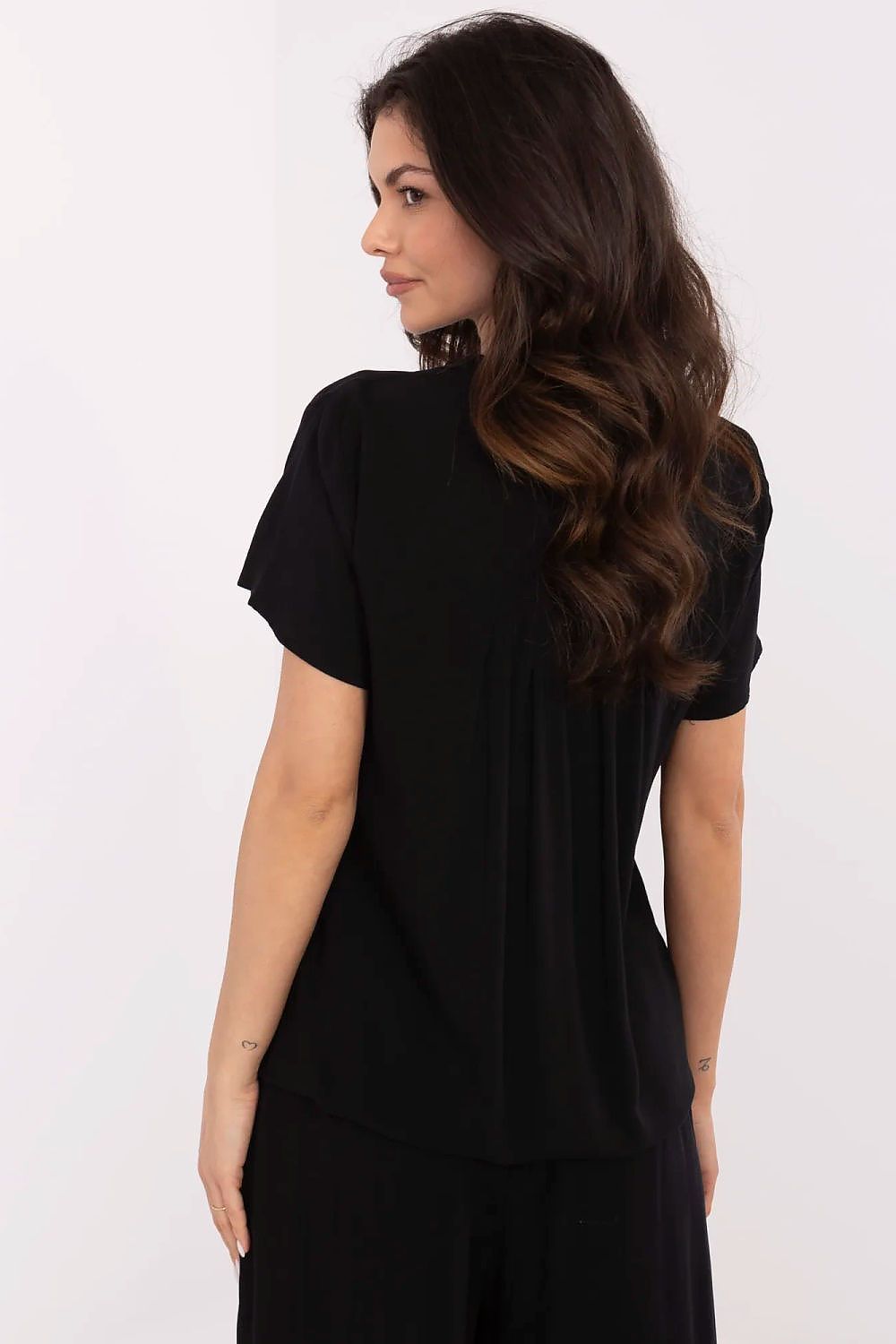 Bluse Sublevel til dame fra MS StyleHaven, laget av Bomull, farge Svart, størrelse s, med short ermer, perfekt til casual; dress