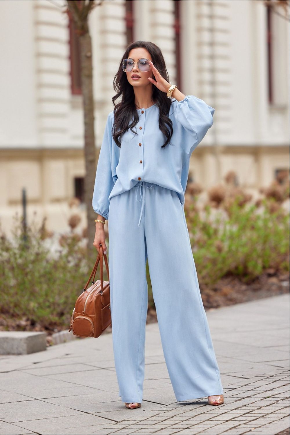 Long sleeve shirt Roco Fashion fra MS StyleHaven, størrelse 38, med short, bukselengde long, kjolelengde midi, kjolestil wrap