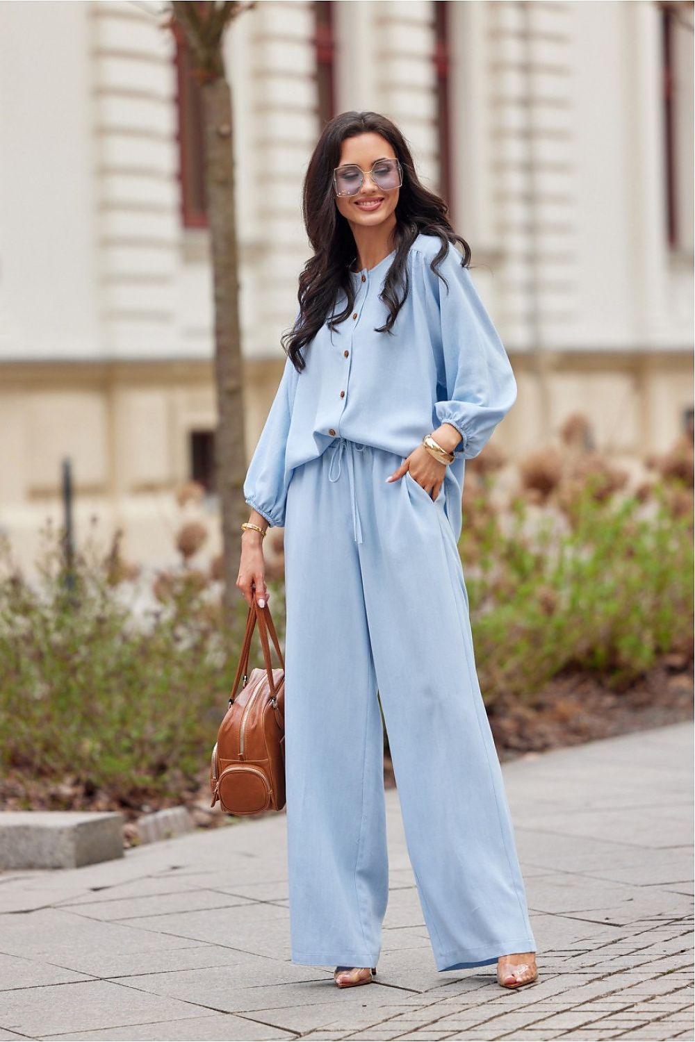 Long sleeve shirt Roco Fashion fra MS StyleHaven, størrelse 42, med short, bukselengde long, kjolelengde midi, kjolestil wrap