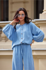 Long sleeve shirt Roco Fashion fra MS StyleHaven, størrelse 42, med short, bukselengde long, kjolelengde midi, kjolestil wrap