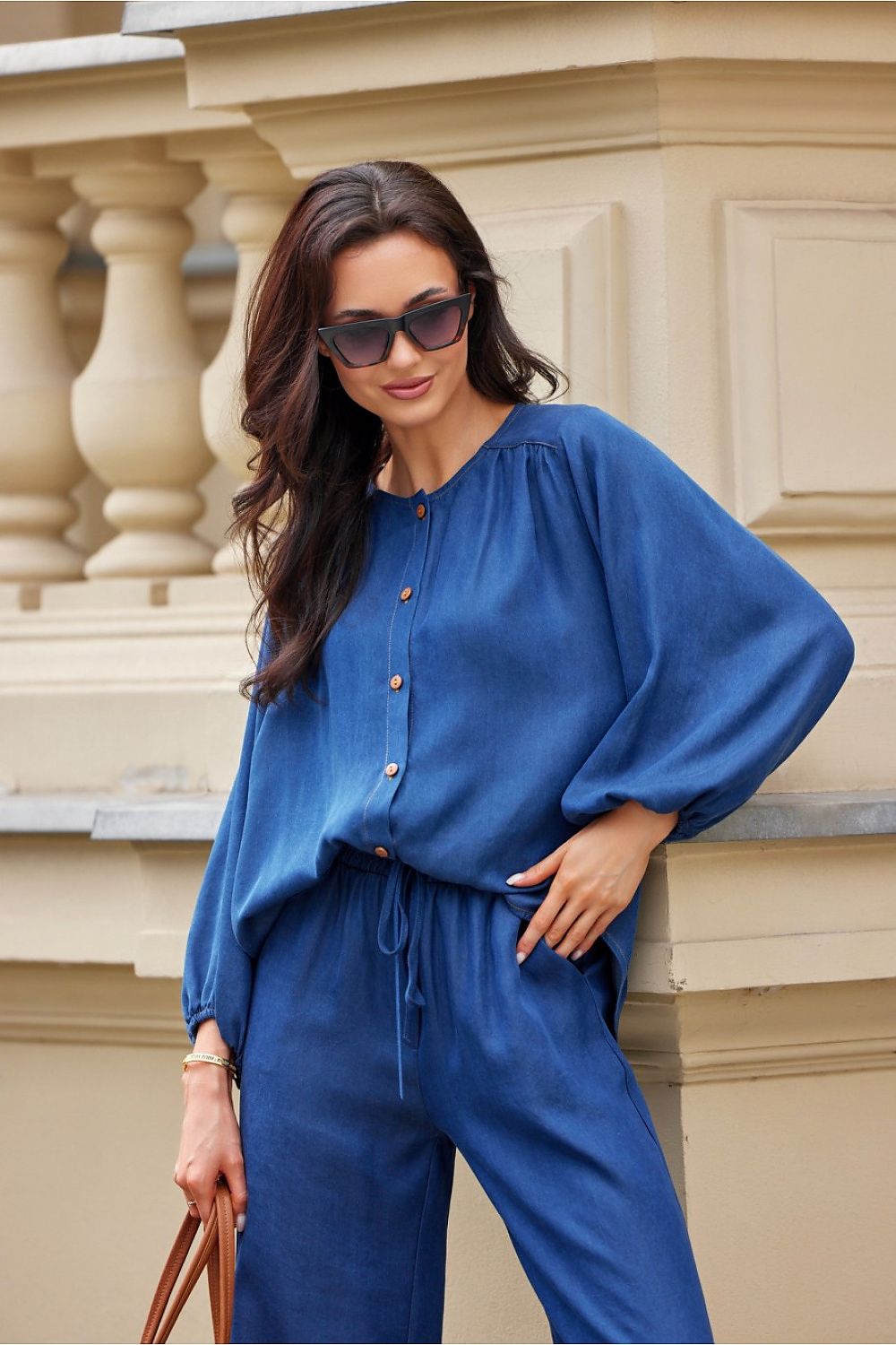 Long sleeve shirt Roco Fashion fra MS StyleHaven, størrelse 36, med short, bukselengde long, kjolelengde midi, kjolestil wrap