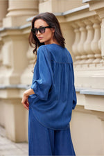 Long sleeve shirt Roco Fashion fra MS StyleHaven, størrelse 40, med short, bukselengde long, kjolelengde midi, kjolestil wrap