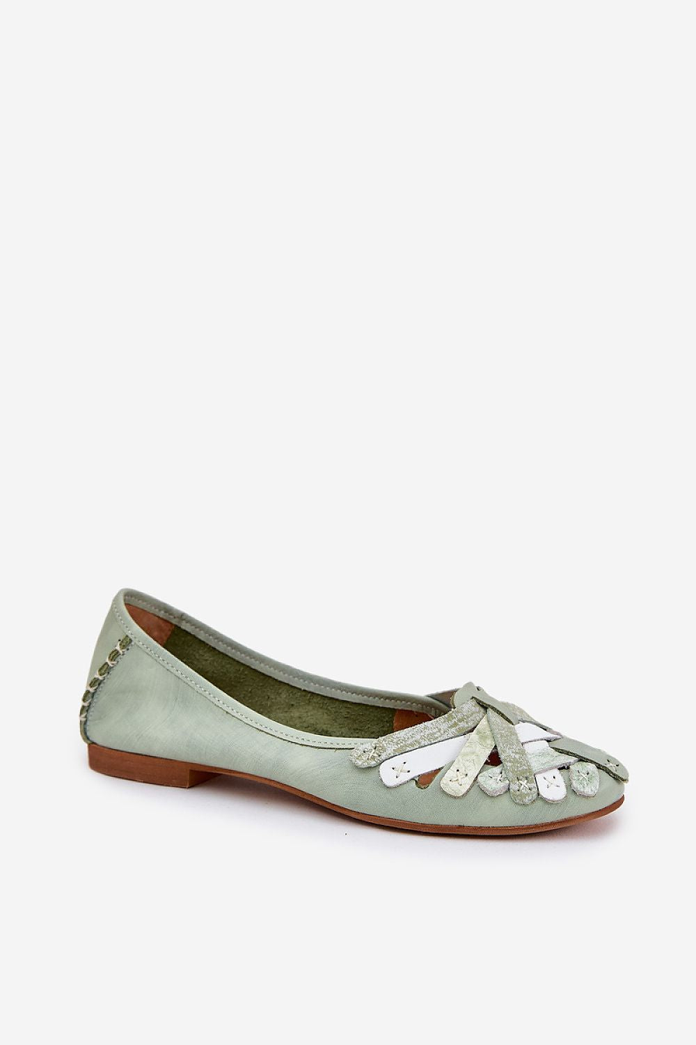 ballerina-sko Step in style til dame fra MS StyleHaven, laget av Bomull; polyester, farge Grønn, størrelse 37, med 45720 ermer, perfekt til casual; dress