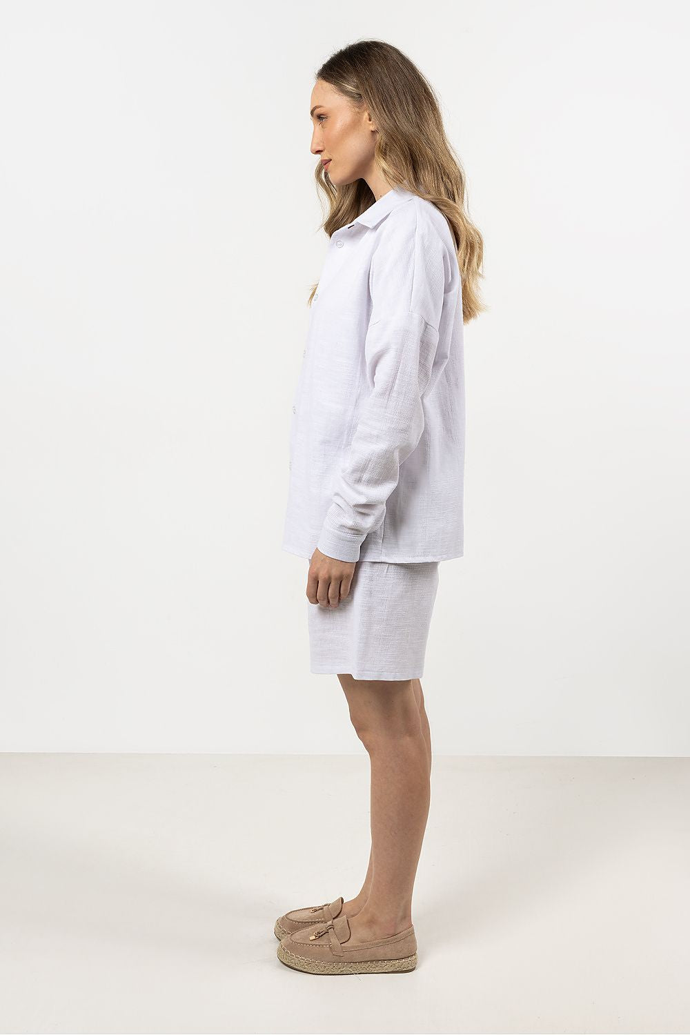Langermet skjorte awama til dame fra MS StyleHaven, laget av Bomull, farge Hvit, størrelse M, med short ermer, perfekt til casual; dress