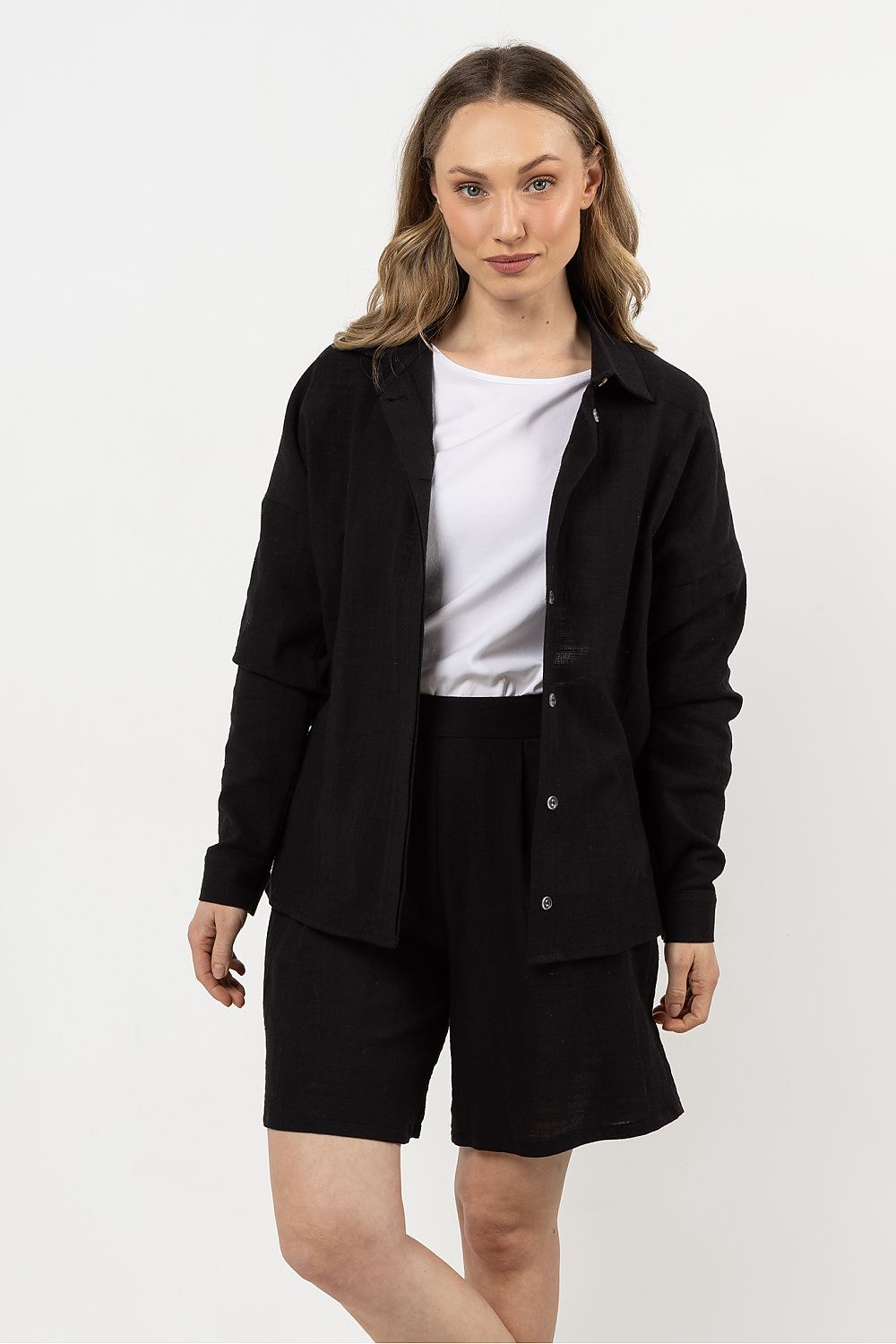 Langermet skjorte awama til dame fra MS StyleHaven, laget av Bomull, farge Hvit, størrelse XL, med short ermer, perfekt til casual; dress
