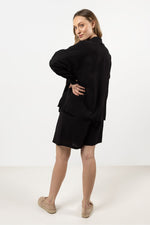 Langermet skjorte awama til dame fra MS StyleHaven, laget av Bomull, farge Svart, størrelse M, med short ermer, perfekt til casual; dress
