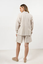 Langermet skjorte awama til dame fra MS StyleHaven, laget av Bomull, farge beige, størrelse s, med short ermer, perfekt til casual; dress