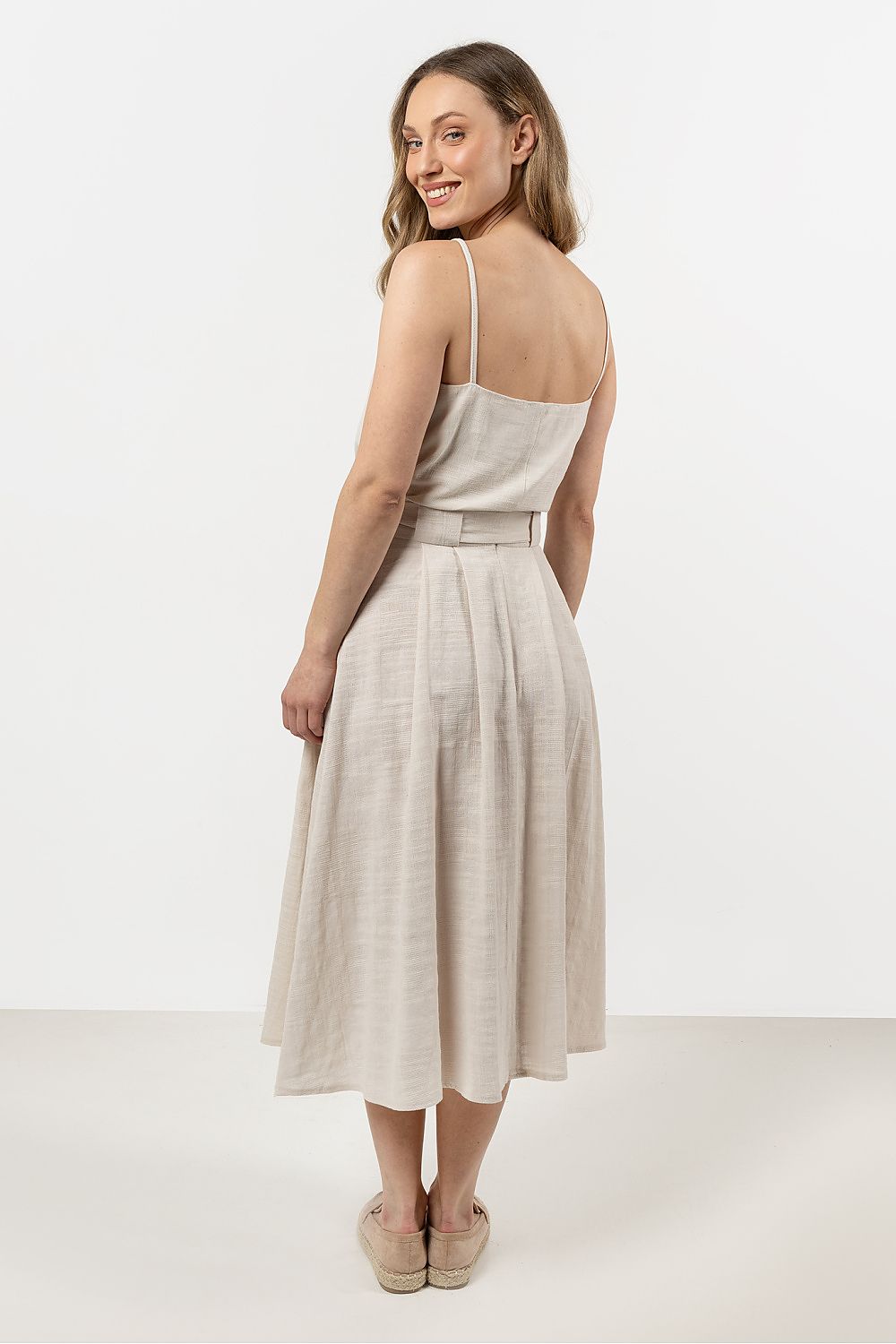 Bomull Skjørt - awama til dame fra MS StyleHaven, laget av Bomull, farge beige, størrelse s, med short ermer, perfekt til casual; dress