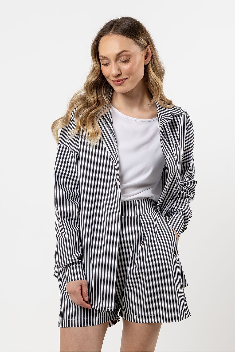 Langermet skjorte awama til dame fra MS StyleHaven, laget av Bomull, farge Svart, størrelse S/M, med short ermer, perfekt til casual; dress