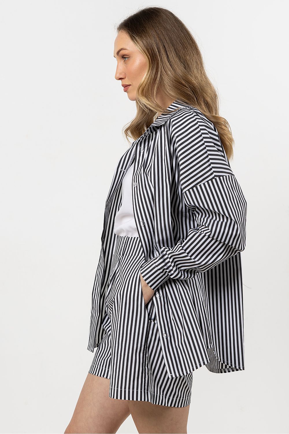 Langermet skjorte awama til dame fra MS StyleHaven, laget av Bomull, farge Svart, størrelse L/XL, med short ermer, perfekt til casual; dress