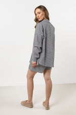Langermet skjorte awama til dame fra MS StyleHaven, laget av Bomull, farge beige, størrelse S/M, med short ermer, perfekt til casual; dress