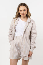 Langermet skjorte awama til dame fra MS StyleHaven, laget av Bomull, farge beige, størrelse L/XL, med short ermer, perfekt til casual; dress