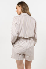 Langermet skjorte awama til dame fra MS StyleHaven, laget av Bomull, farge beige, størrelse L/XL, med short ermer, perfekt til casual; dress