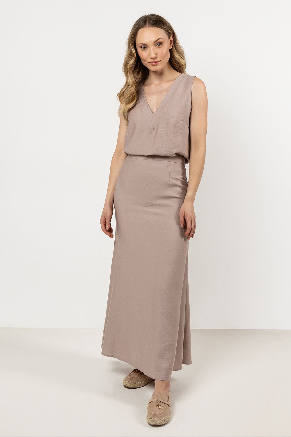 Langt skjørt awama til dame fra MS StyleHaven, laget av Bomull, farge Grønn, størrelse XL, med short ermer, perfekt til casual; dress