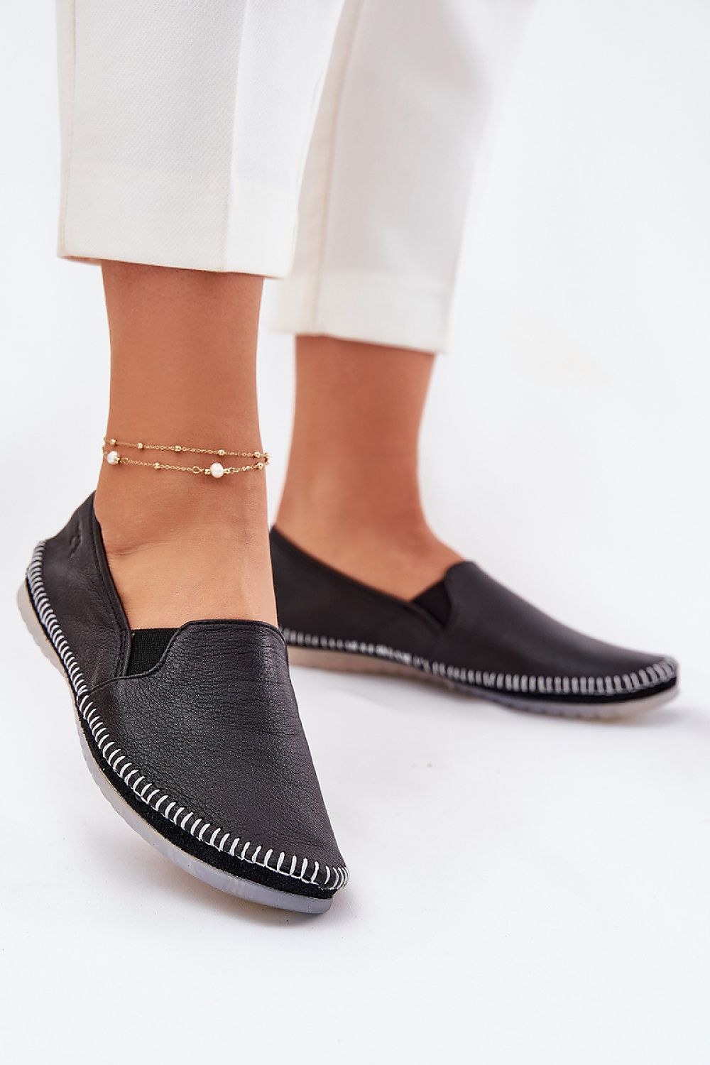 Maciejka Ballerinasko - Step in style til dame fra MS StyleHaven, laget av Bomull; polyester, med detaljer i leather, farge Svart, størrelse 36, med 45720 ermer, hælhøyde flat, skostørrelse 36; 37; 38; 39; 40; 41, perfekt til casual; dress