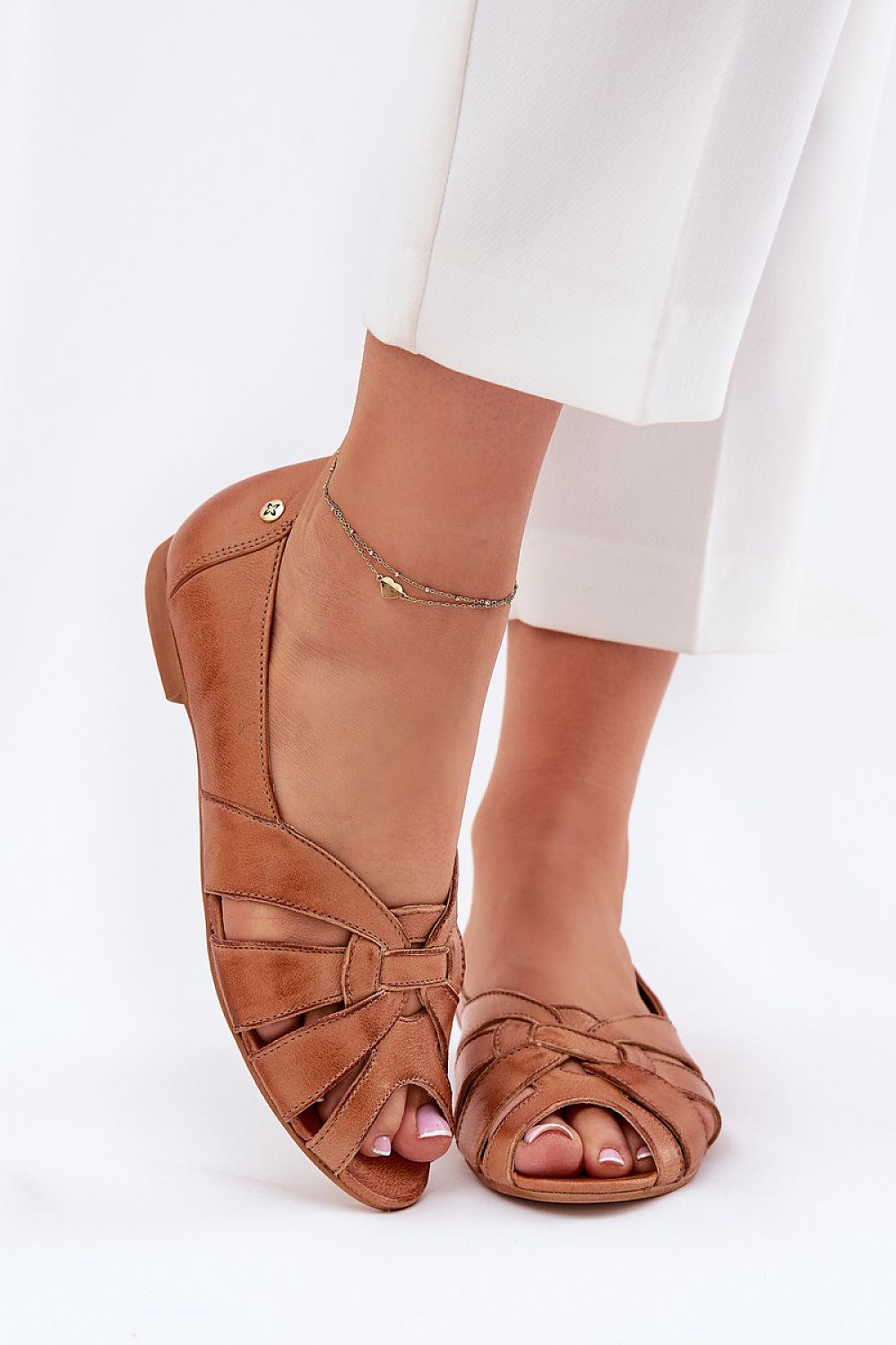 ballerina-sko Step in style til dame fra MS StyleHaven, laget av Bomull; polyester, med detaljer i leather, farge Brun, størrelse 36, med 45720 ermer, hælhøyde flat, skostørrelse 36; 37; 38; 39; 40; 41, perfekt til casual