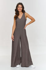 Dress Makadamia til dame fra MS StyleHaven, laget av polyester, farge Brun, størrelse 36, med short ermer, perfekt til casual; dress