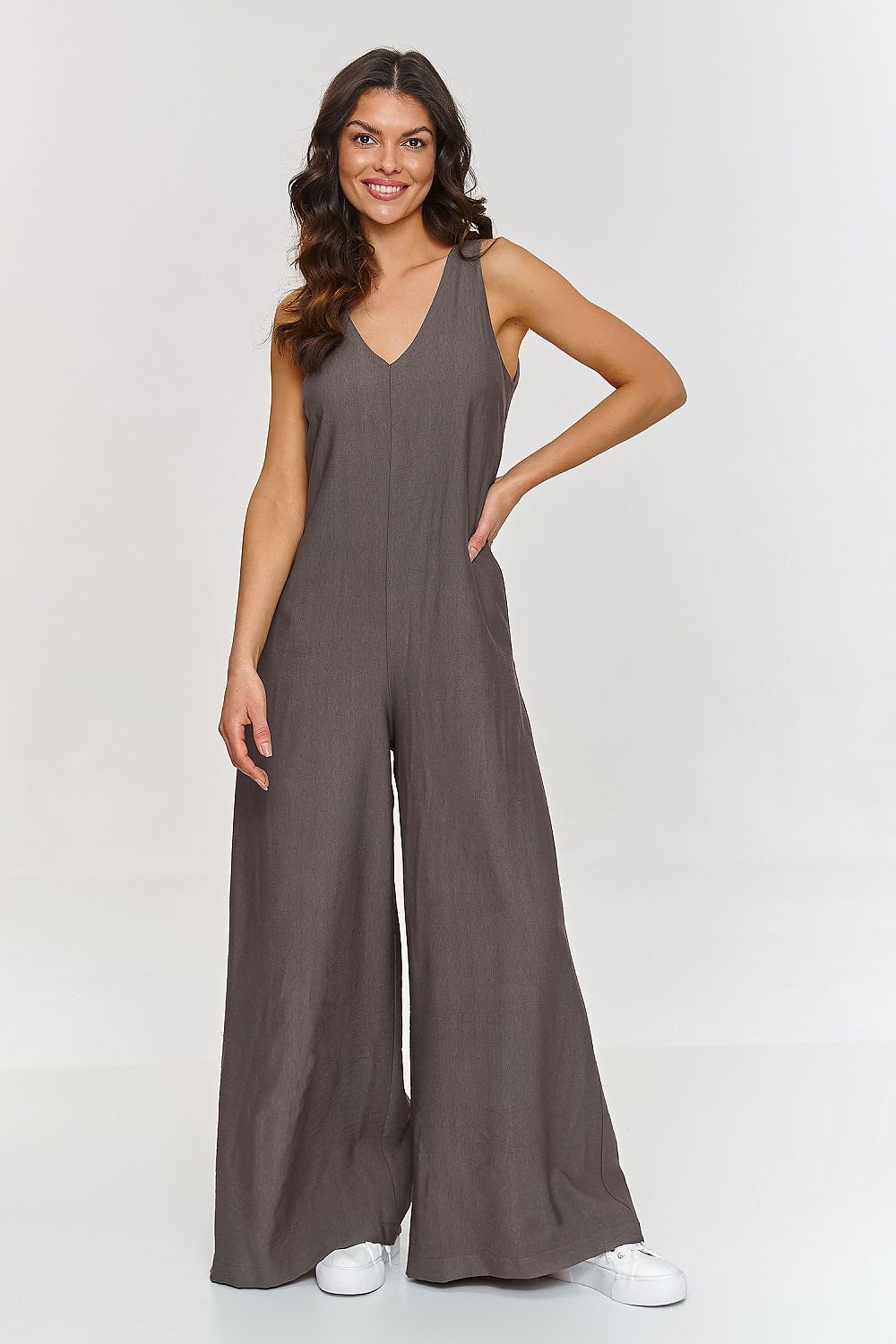 Dress Makadamia til dame fra MS StyleHaven, laget av polyester, farge Brun, størrelse 36, med short ermer, perfekt til casual; dress