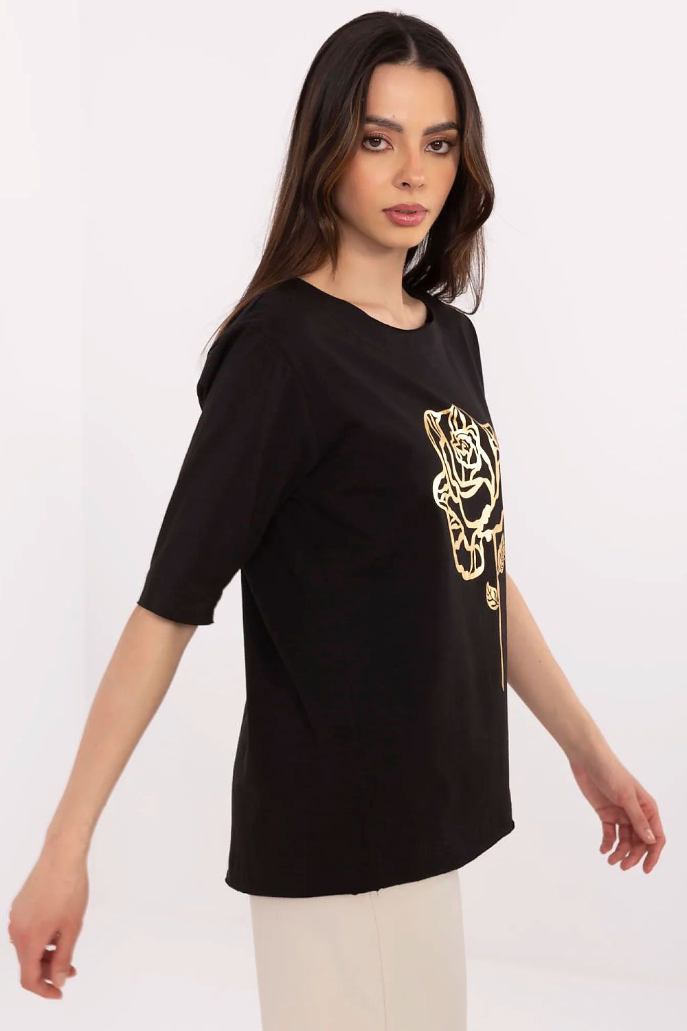 Bomulls Blouse - FP til dame fra MS StyleHaven, størrelse M, med short, bukselengde long, kjolelengde midi, kjolestil wrap