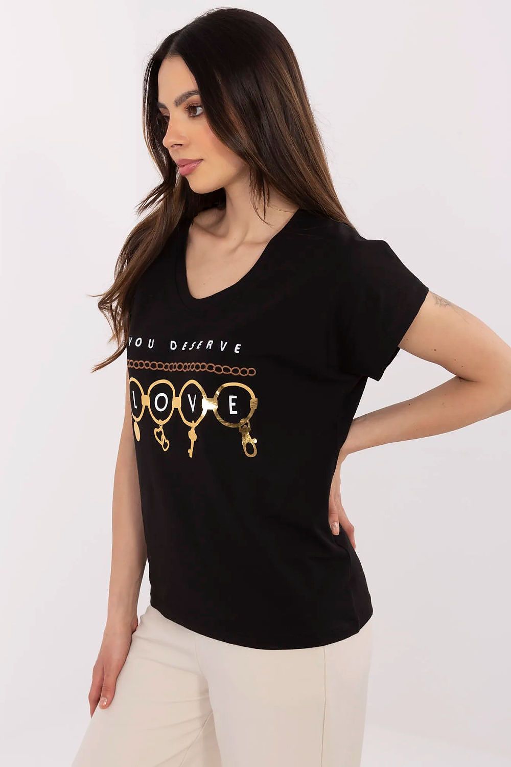 T-shirt til dame - FP til dame fra MS StyleHaven, størrelse M, med short, bukselengde long, kjolelengde midi, kjolestil wrap