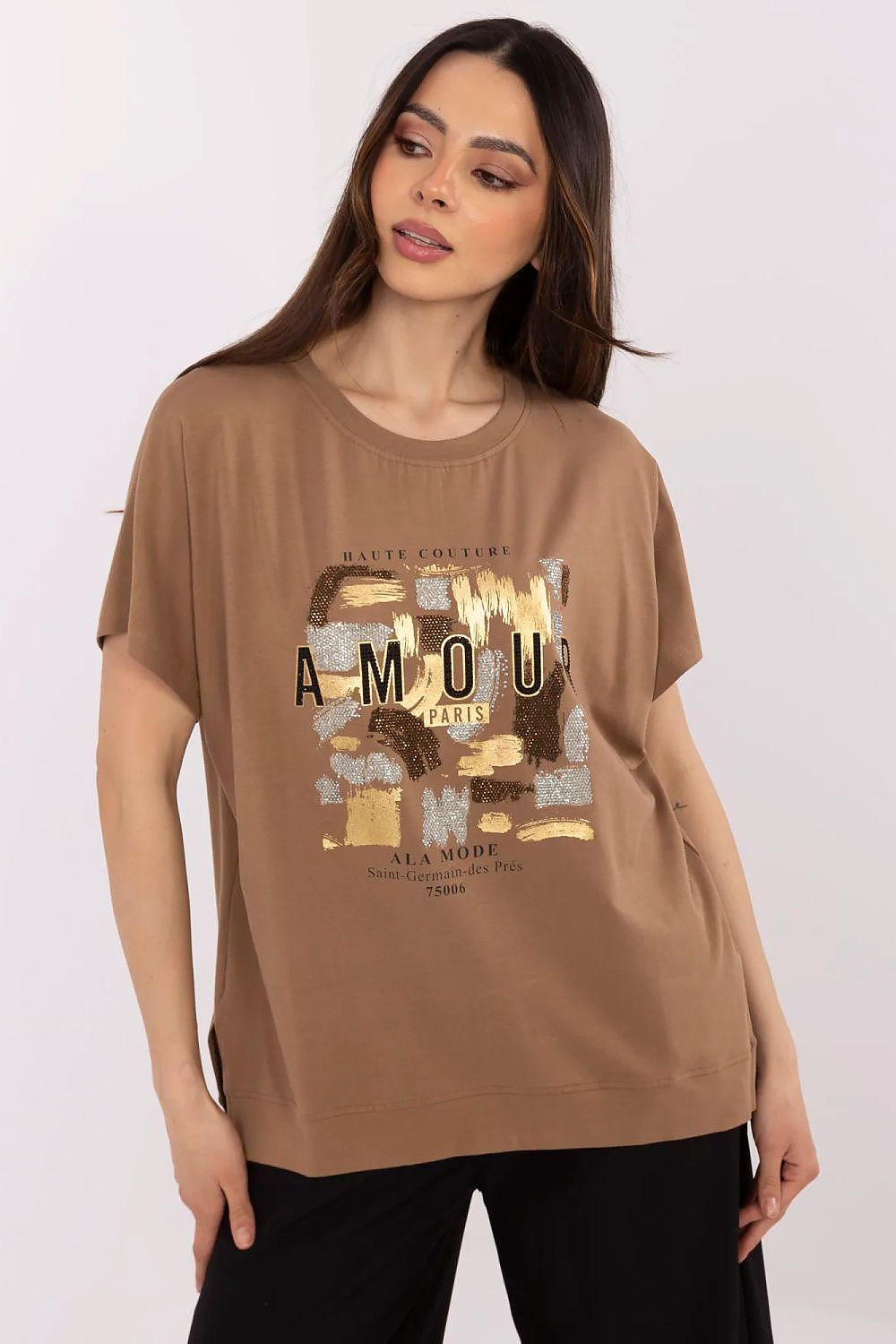 Trendy touch Blouse - FP til dame fra MS StyleHaven, størrelse S/M, med short, bukselengde long, kjolelengde midi, kjolestil wrap