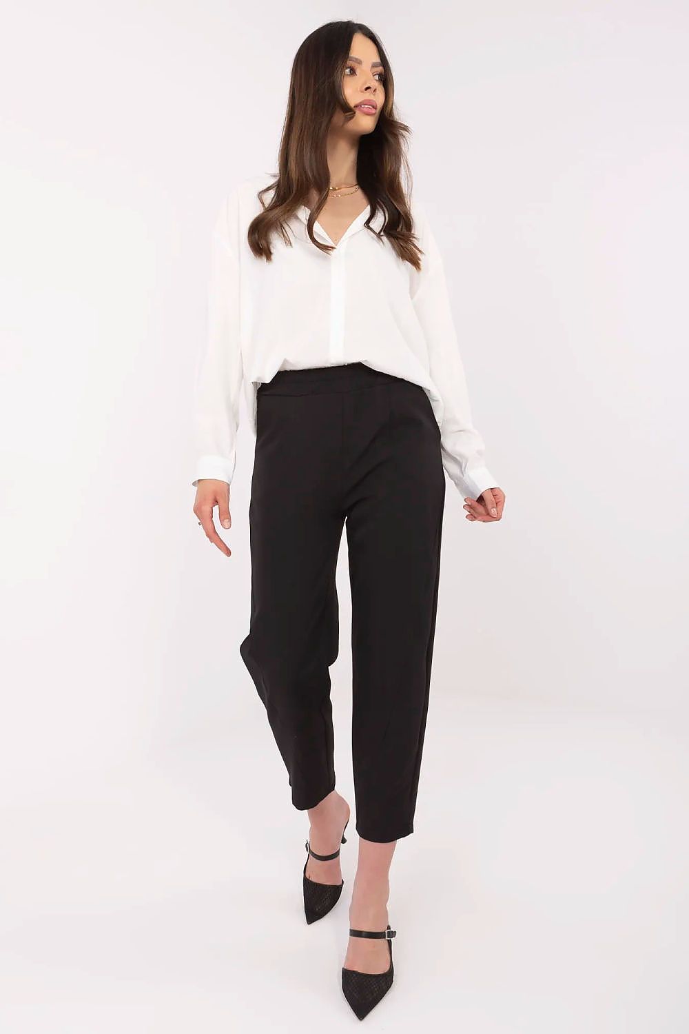 Elegante sigarettbukser for kvinner til dame fra MS StyleHaven, laget av polyester, farge Svart, størrelse s, med short ermer, bukselengde long, perfekt til casual; dress