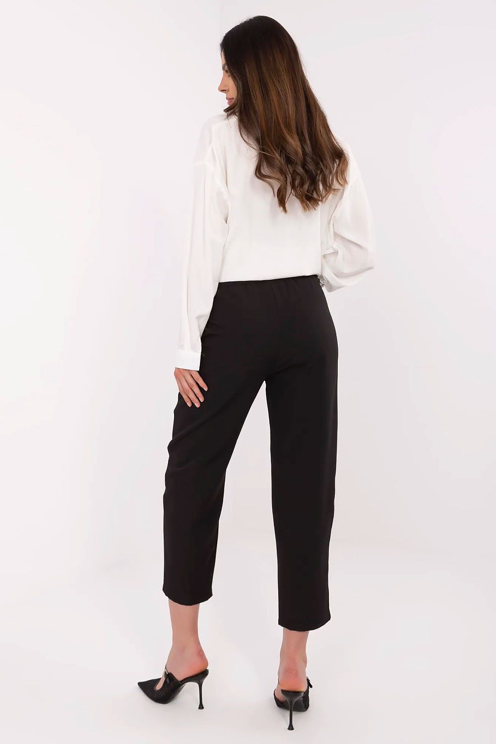 Elegante sigarettbukser for kvinner til dame fra MS StyleHaven, laget av polyester, farge Svart, størrelse L, med short ermer, perfekt til casual; dress