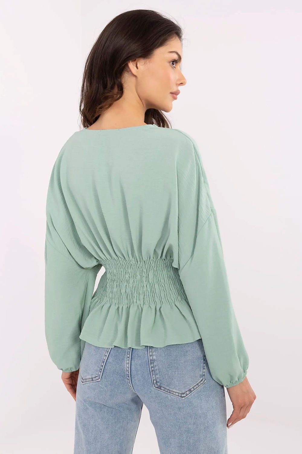 Bluse Sublevel til dame fra MS StyleHaven, laget av polyester, farge Grønn, størrelse L/XL, med short ermer, perfekt til casual; dress
