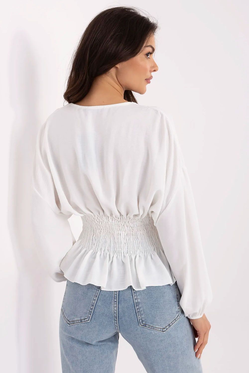 Bluse Sublevel til dame fra MS StyleHaven, laget av polyester, farge Hvit, størrelse L/XL, med short ermer, perfekt til casual; dress