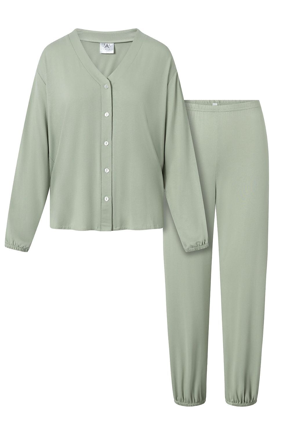 Pyjamas Momenti Per Me til dame fra MS StyleHaven, laget av Viskose, farge Grønn, størrelse M, med 45720 ermer, perfekt til casual; dress