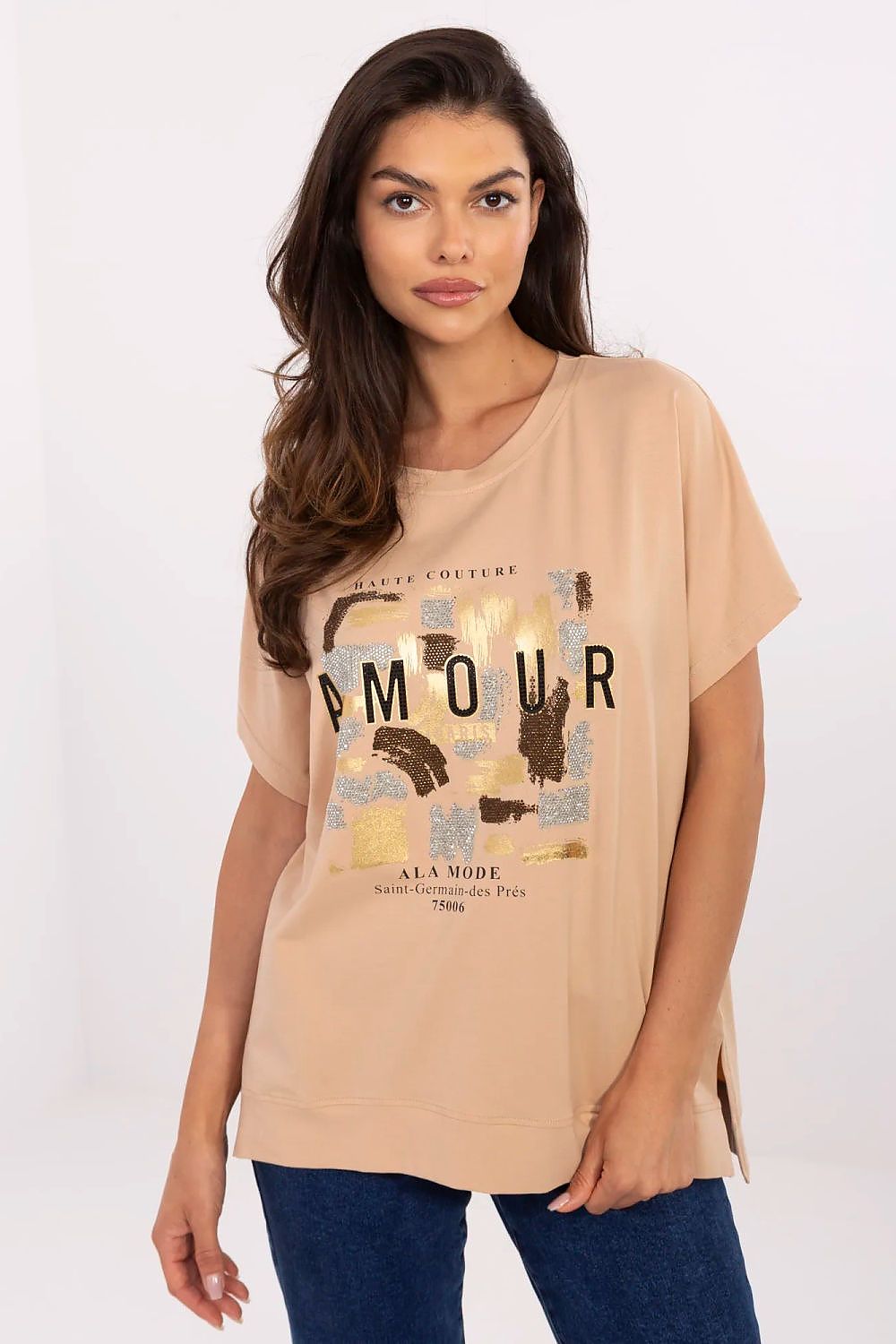 Trendy touch Blouse - FP til dame fra MS StyleHaven, størrelse L/XL, med short, bukselengde long, kjolelengde midi, kjolestil wrap