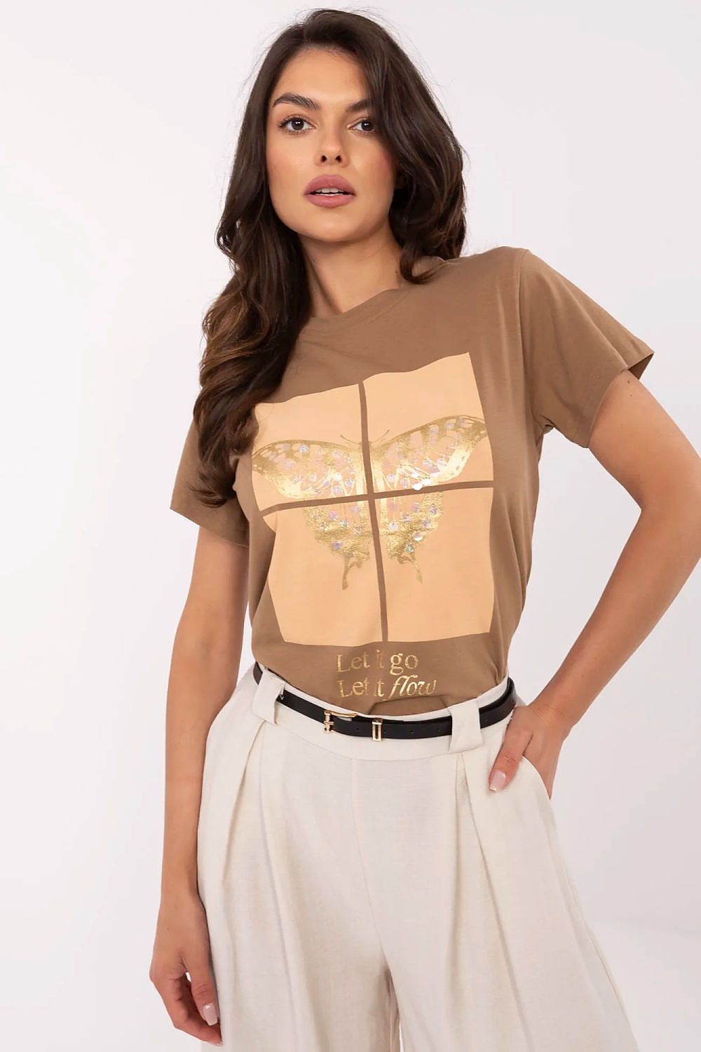 T-skjorte - FP til dame fra MS StyleHaven, størrelse M, med short, bukselengde long, kjolelengde mini, kjolestil wrap